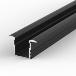 1 Metre Deep Recessed Black LED Profile P18 (15.85mm x 15.4mm)