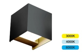 ALL LED Morph 11W IP65 Colour Selectable Decorative Black Square Up/Down Wall Luminaire