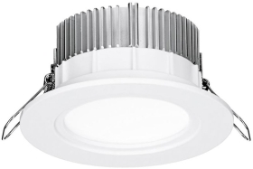 Aurora 220-240V HV Crystal Cool Fixed 13W Dimmable IP44 LED Baffle Downlight Warm White