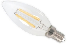 This is a 3.5W 14mm SES/E14 Candle bulb that produces a Very Warm White (827) light which can be used in domestic and commercial applications