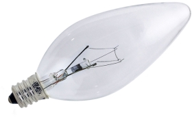 This is a 25W 12mm E12 Candle bulb that produces a Clear light which can be used in domestic and commercial applications