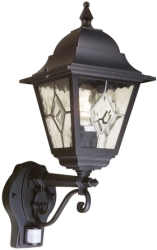 Elstead Lighting Outdoor IP43 E27 Norfolk 1 Light Up Wall Lantern With PIR Sensor in Black