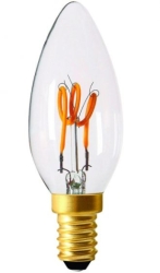 Girard Sudron 3W E12 Dimmable C35 Clear Candle LED Filament Bulb 3 Loops 120V Very Warm White