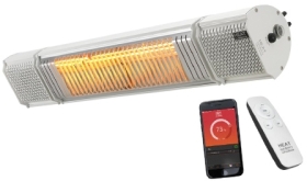Heat Outdoors Heat and Beat 2KW Patio Heater with Bluetooth Speakers in Silver