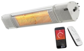 Heat Outdoors Heat and Beat 2KW Patio Heater with Bluetooth Speakers in White