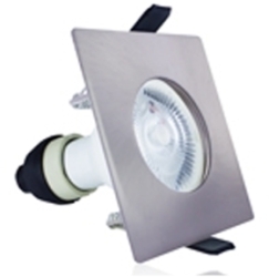 Integral Satin Nickel Evofire Fire Rated Square LED Downlight IP65 With GU10 Lampholder