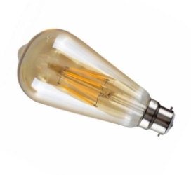 MiniSun B22 4W Amber LED Filament Pear Shaped Bulb Very Warm White