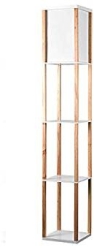 MiniSun Struttura Wooden Shelves Floor Lamp Oak Finish & TC Shade