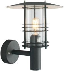 Norlys Outdoors IP54 E27 Stockholm 1 Light Wall Lantern in Black