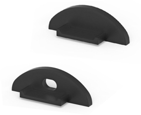 P2 Strip Surface Mounted Black Profile End Cap Set