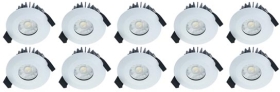Pack of 10x Integral White Dimmable LED Downlight 6w IP65 Fire Rated (Warm White - 38 Degree)