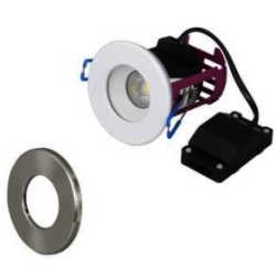 Robus &#39;Ramada&#39; 8.5W Fire Rated IP65 Dimmable Warm White Downlight (Comes Aith White and Blac