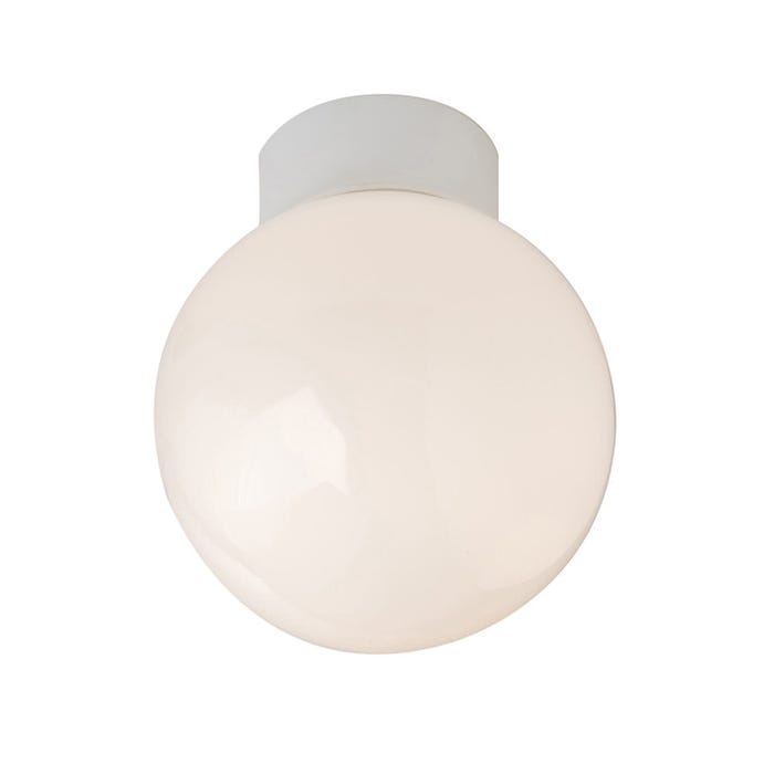 White Robus 100W IP44 Bathroom Ceiling Globe