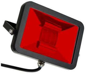 This is a 10 W Flood Light bulb that produces a Red light which can be used in domestic and commercial applications