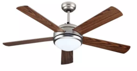 V-Tac 52" Wood and Silver Ceiling Fan with Remote Control