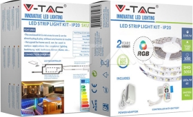 V-Tac LED Strip Complete Kit RGB 5m (Strip, RF Remote Control, Driver &amp; Plug Included)