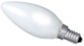 This is a 40W 14mm SES/E14 Candle bulb that produces a Pearl light which can be used in domestic and commercial applications