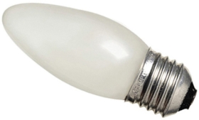 This is a 60W 26-27mm ES/E27 Candle bulb that produces a Pearl light which can be used in domestic and commercial applications