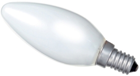 This is a 25W 14mm SES/E14 Candle bulb that produces a Pearl light which can be used in domestic and commercial applications