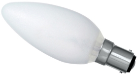 This is a 60W 15mm Ba15d/SBC Candle bulb that produces a Pearl light which can be used in domestic and commercial applications