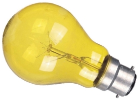 This is a 25W 22mm Ba22d/BC Standard GLS bulb that produces a Yellow light which can be used in domestic and commercial applications