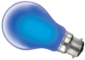 This is a 40W 22mm Ba22d/BC Standard GLS bulb that produces a Blue light which can be used in domestic and commercial applications
