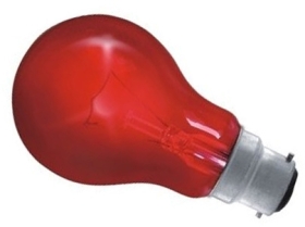 This is a 40W 22mm Ba22d/BC Standard GLS bulb that produces a Translucent Red light which can be used in domestic and commercial applications