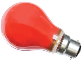 This is a 40W 22mm Ba22d/BC Standard GLS bulb that produces a Red light which can be used in domestic and commercial applications