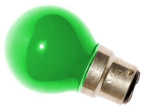 This is a 25W 22mm Ba22d/BC Golfball bulb that produces a Green light which can be used in domestic and commercial applications