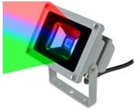 This is a 10 W Flood Light bulb that produces a RGB light which can be used in domestic and commercial applications
