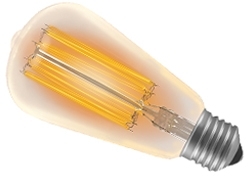 This is a 100 W 26-27mm ES/E27 Squirrel Cage bulb that produces a Very Warm White (827) light which can be used in domestic and commercial applications