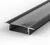 1 Metre Wide Recessed Black LED Profile P14 (10.65mm x 30.8mm) C/W Clear Covers