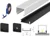 (15mm x 4mm) 1 Metre Surface Black Low-Profile LED Profile P4-3 C/W Clips, End Caps &amp; Opal Cover