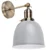 MiniSun Wilhelm Antique Brass Wall Light with Grey Shade