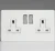 Screwless 2-Gang 13A Double Pole Switched Socket with Metal Rockers (Premium White)