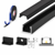 (11mm x 7mm) 1 Metre Surface Black Aluminium LED Profile P4-2 CW Clips, End Caps & Black Cover