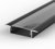 1 Metre Wide Recessed Black LED Profile P14 (10.65mm x 30.8mm) C/W Clear Covers