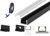 (11mm x 7mm) 2 Metre Surface Black Aluminium LED Profile P4-2 C/W Clips, End Caps &amp; Clear Cover