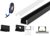 (11mm x 7mm) 2 Metre Surface Black Aluminium LED Profile P4-2 C/W Clips, End Caps &amp; Opal Cover
