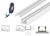 (11mm x 7mm) 2 Metre Surface White Aluminium LED Profile P4-2 C/W Clips, End Caps &amp; Clear Cover