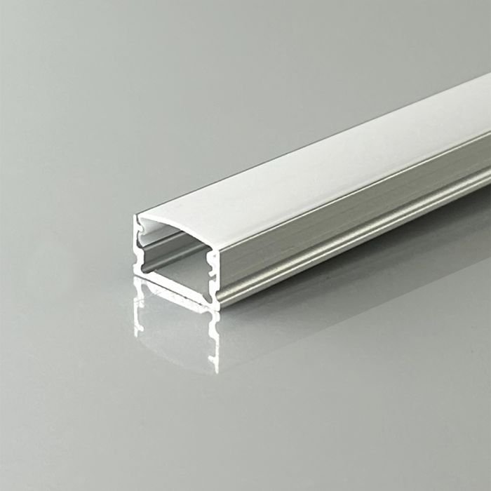 2m x 13.2mm x 7mm V-Tac Surface Silver LED Profile 24300 - C/W Opal Cover & End Caps