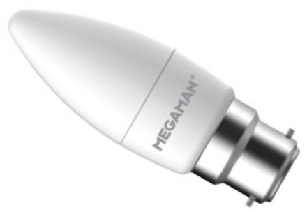 Megaman 4.9W LED B22 Opal Candle Non-Dimming LED Very Warm White This is a Product image