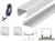 (15mm x 4mm) 1 Metre Surface Silver Aluminium Low-Profile LED Profile P4-3 C/W Clips, End Caps &amp;