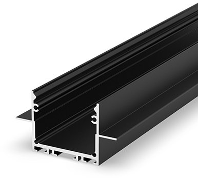 (31.4mm x 25mm) 2 Metre Architectural Black LED Profile P22-2 for Plasterboard