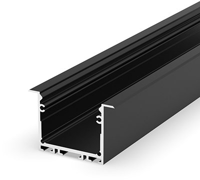 (41.4mm x 25mm) 2 Metre Recessed Black LED Profile P22-1