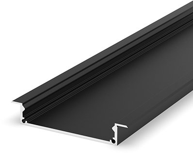 (48.4mm x 9.2mm) 2 Metre Recessed Aluminium LED Profile Black P21-1