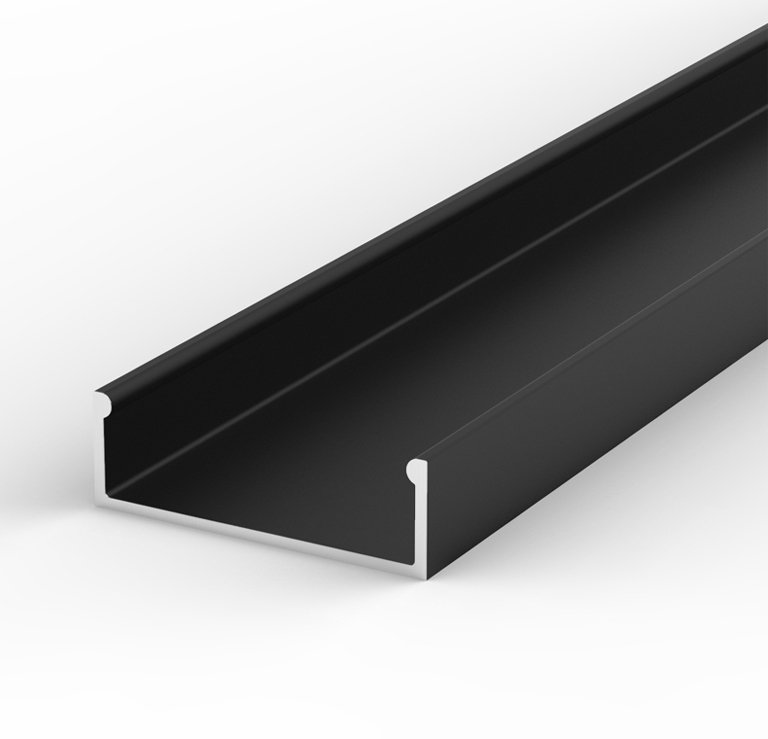 2m x 30.8mm x 10mm Tech-Light Surface Black LED Profile P13-1