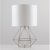 MiniSun Angus Geometric Satin Nickel Base Table Lamp White Shade