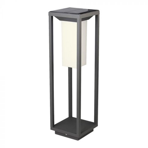 V-Tac 2W IP65 Grey LED Solar Bollard Light with Sensor 220Lm Warm White (3 Year Warranty - 5m Range) This is a Product image