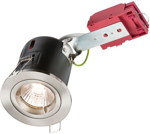 KnightsBridge GU10 50W 230V LED Compatible IC Fire Rated Fixed Downlight - Brushed Chrome